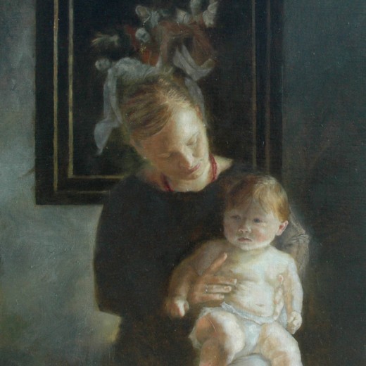 Mother and Child, oil on panel